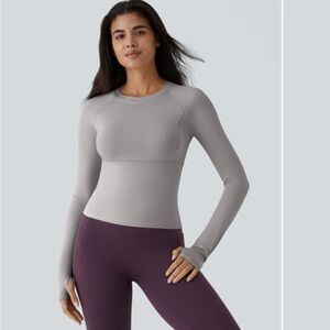 HALARA Gray Fitted Bodysuit Long Sleeve Top